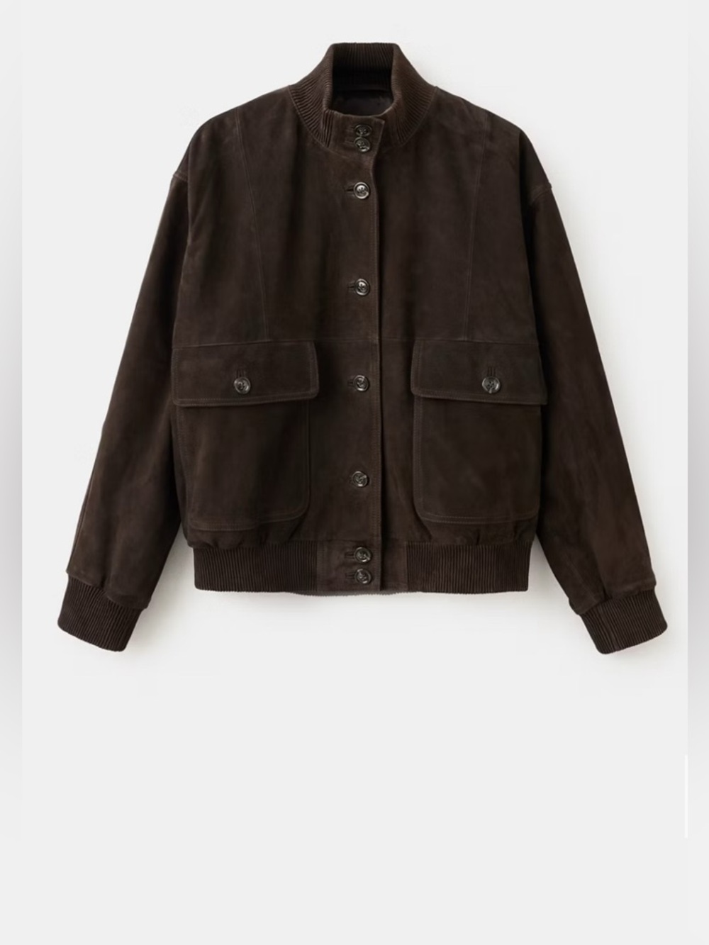 Mango Dark Brown Suede Bomber Jacket